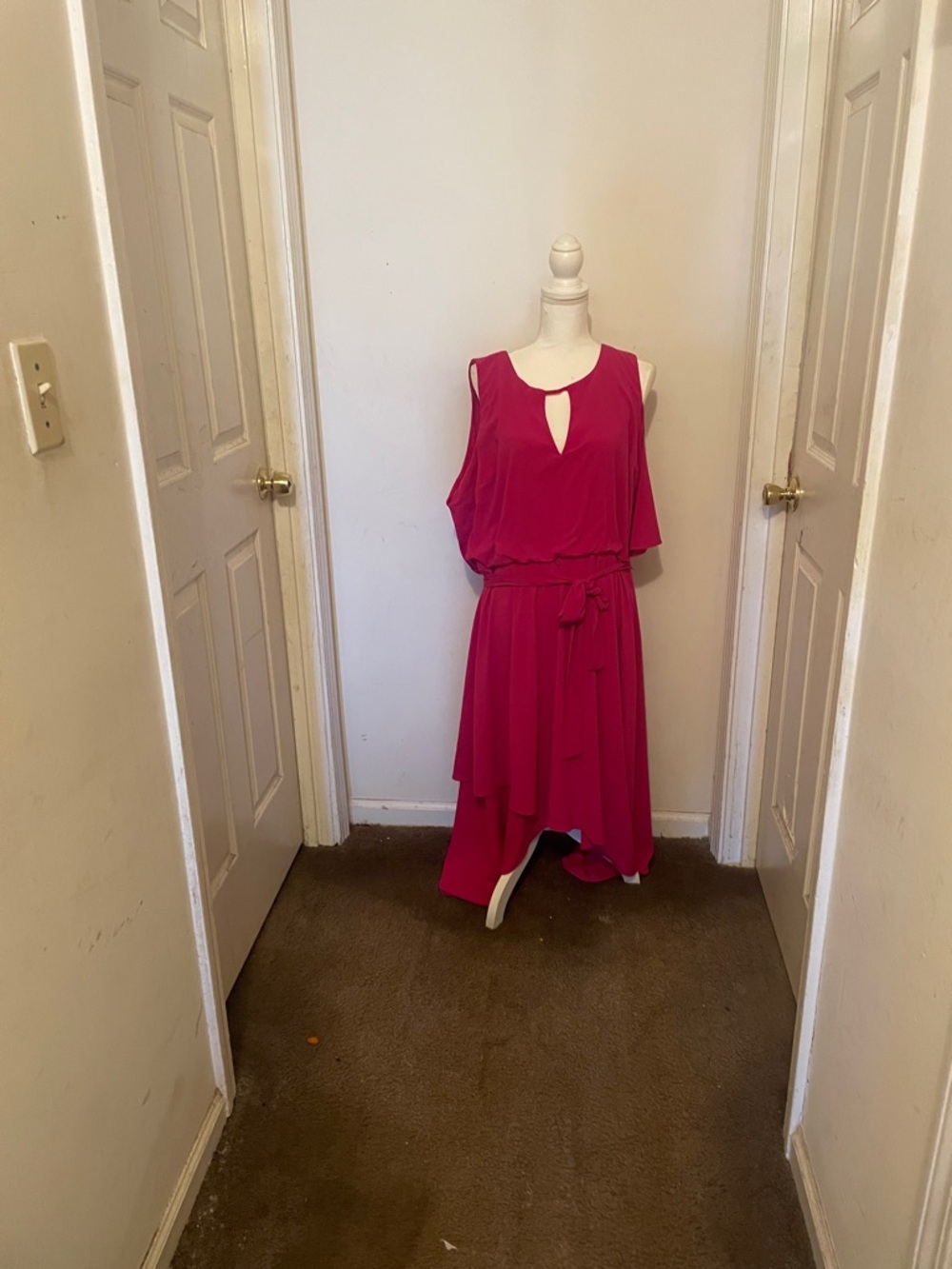 Lane Bryant Fuchsia High-Low Keyhole Waist-Tie Dress